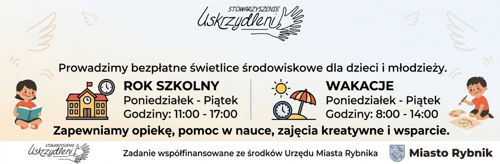 Bezpłatne świetlice środowiskowe dla dzieci i młodzieży - grafika informacyjna